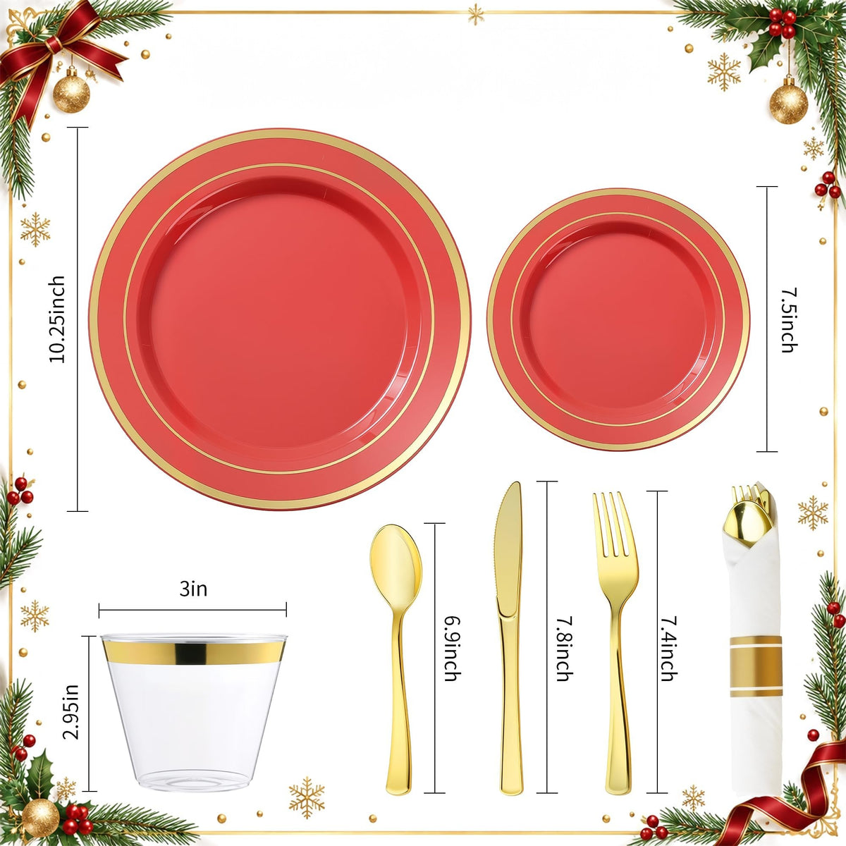 Elegant Dinnerware Set with Pre-Rolled Napkins