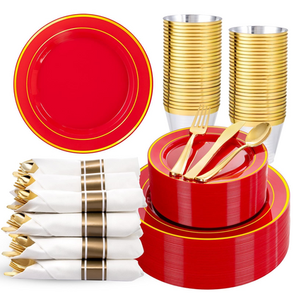Elegant Dinnerware Set with Pre-Rolled Napkins