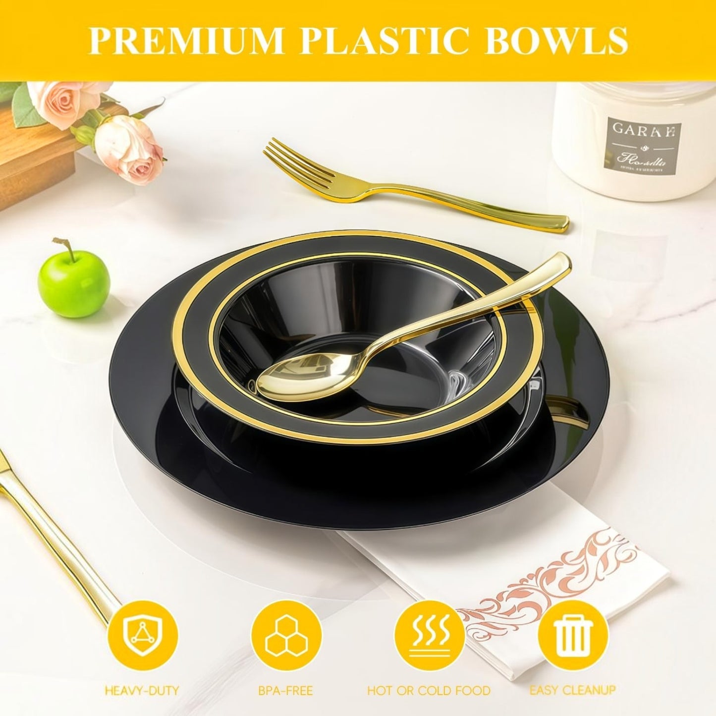 12-Ounce Disposable Bowls with Double Rims for Parties