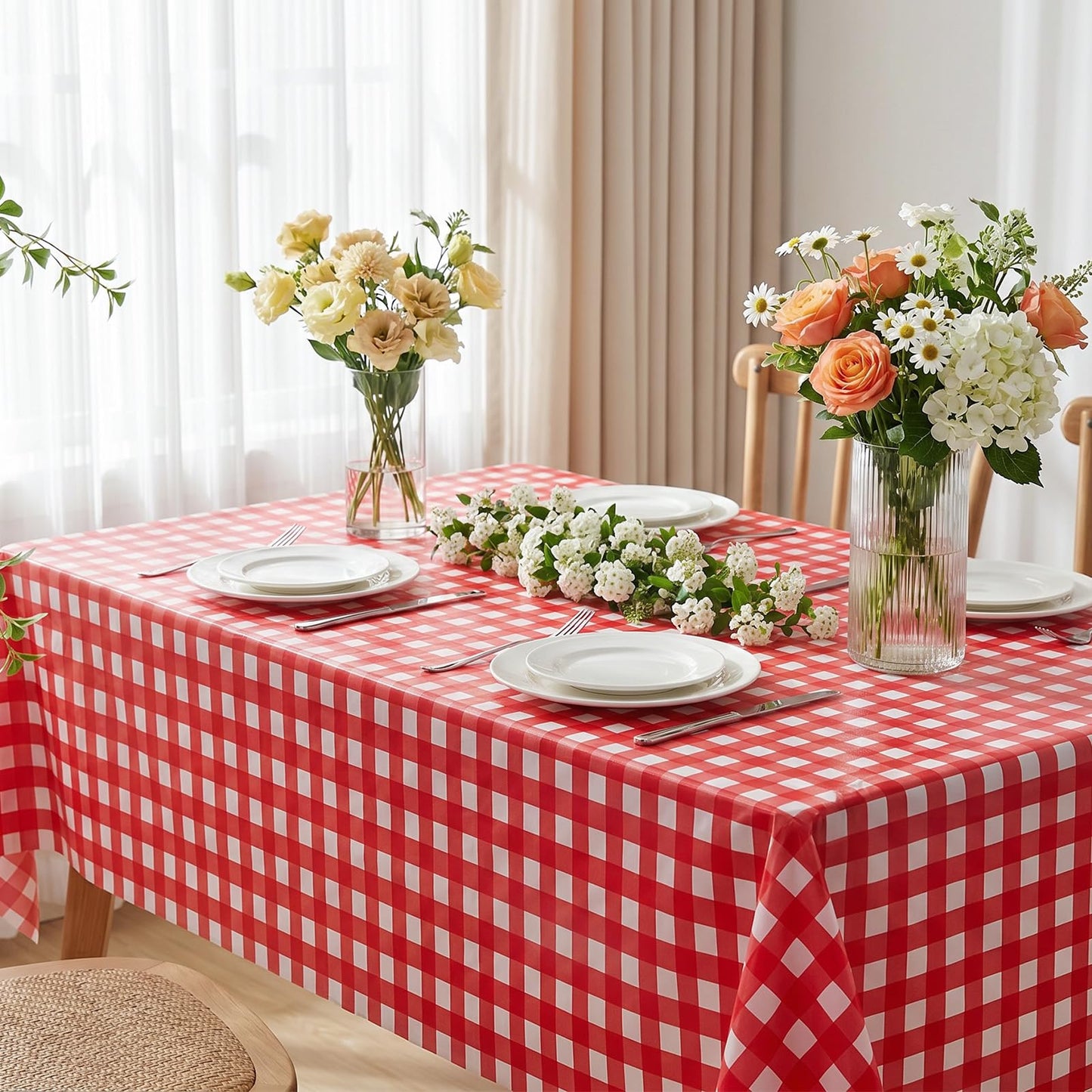 54 x 108 Inch Rectangle Disposable Plastic Tablecloth for Party, Picnic, and Barbecue