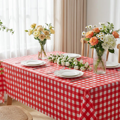 54 x 108 Inch Rectangle Disposable Plastic Tablecloth for Party, Picnic, and Barbecue