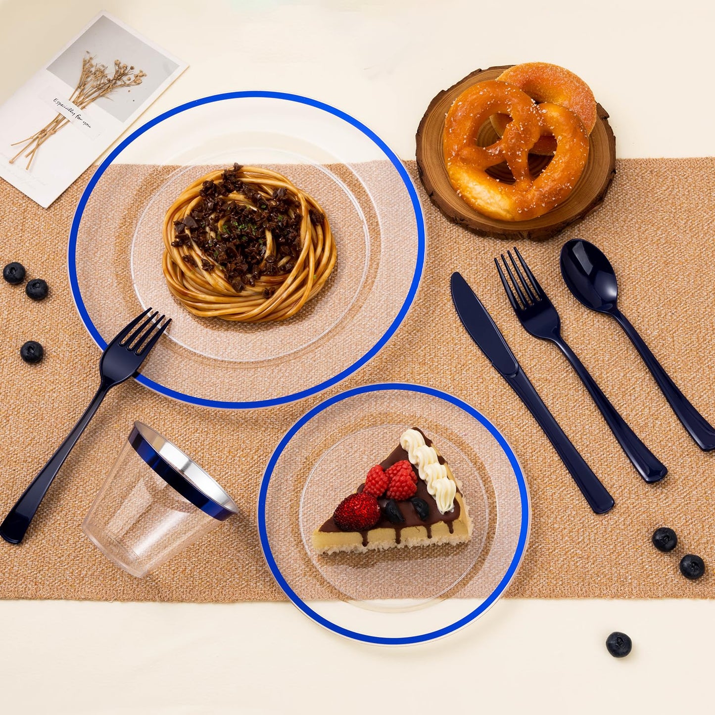 Clear with Single Rim Heavy-Duty Plastic Plates for Parties and Daily Use