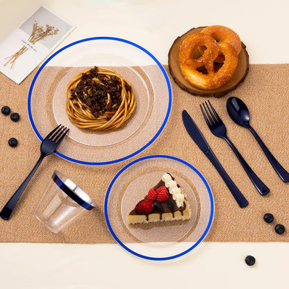 Clear with Single Rim Heavy-Duty Plastic Plates for Parties and Daily Use