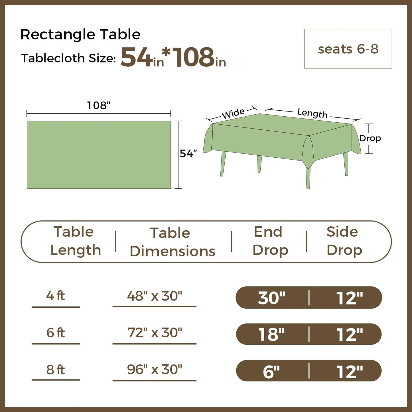 54 x 108 Inch Rectangle Disposable Plastic Tablecloth for Party, Picnic, and Barbecue