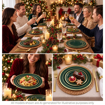 Disposable Classic Plates Set for 50/100 People