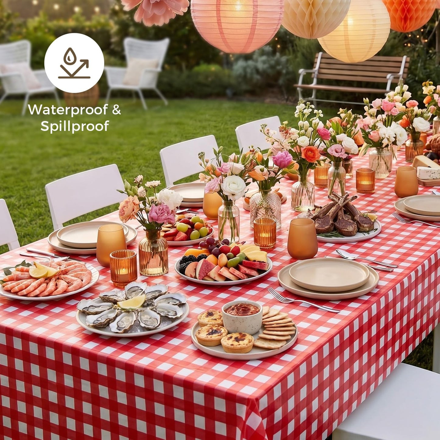 54 x 108 Inch Rectangle Disposable Plastic Tablecloth for Party, Picnic, and Barbecue