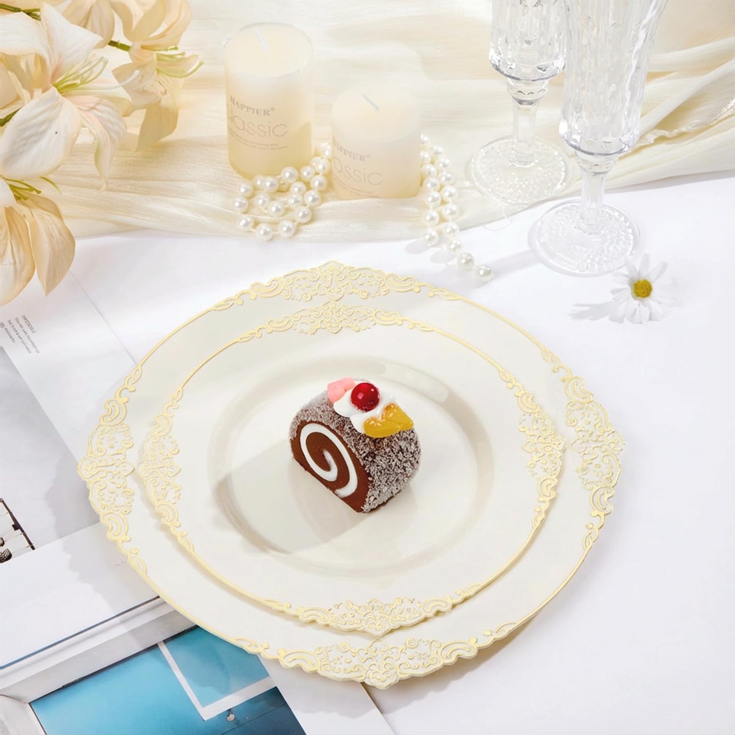 Disposable But Fancy Premium Plastic Tableware for Weddings & Parties
