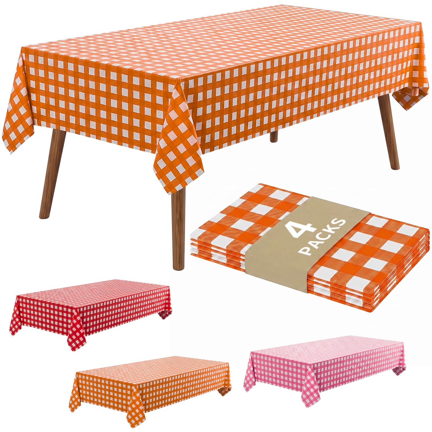 54 x 108 Inch Rectangle Disposable Plastic Tablecloth for Party, Picnic, and Barbecue
