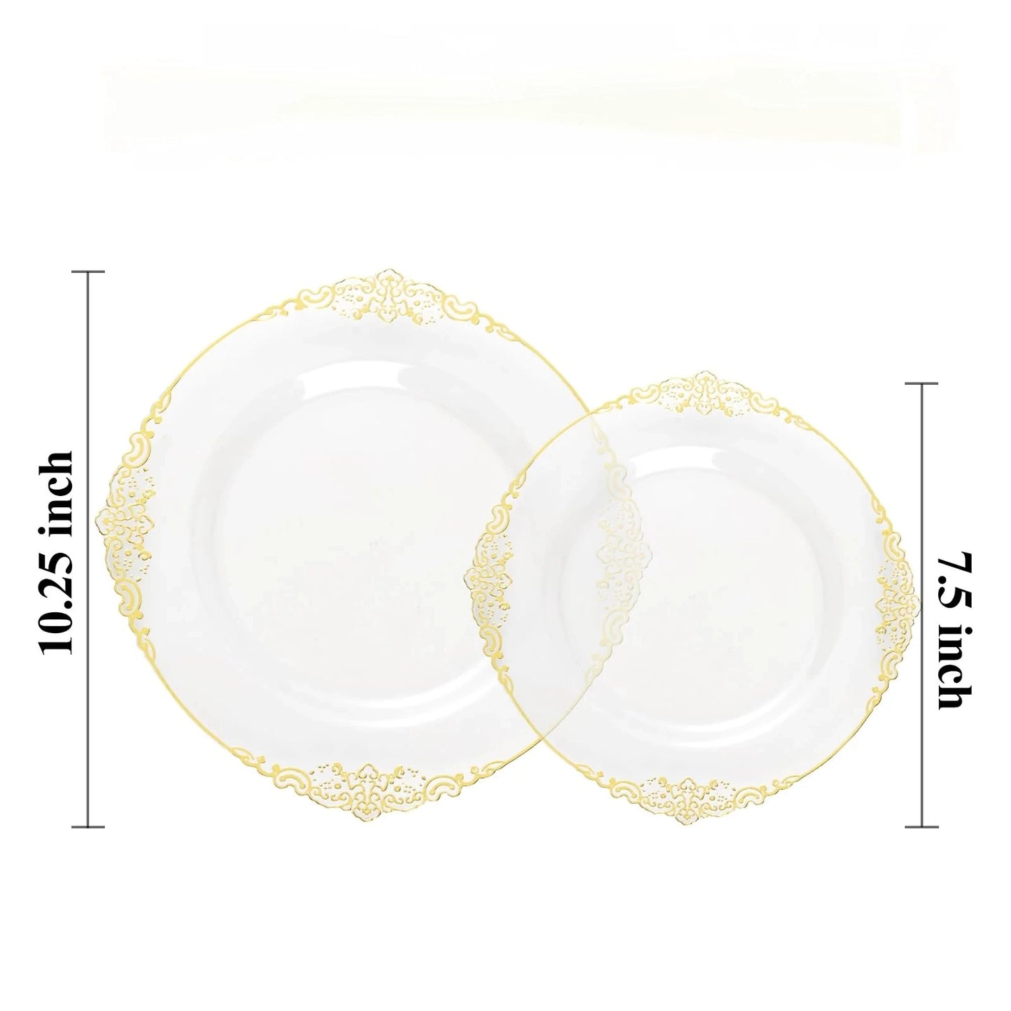 Goodluck Disposable Retro Clear with Gold Rim Plastic Plates