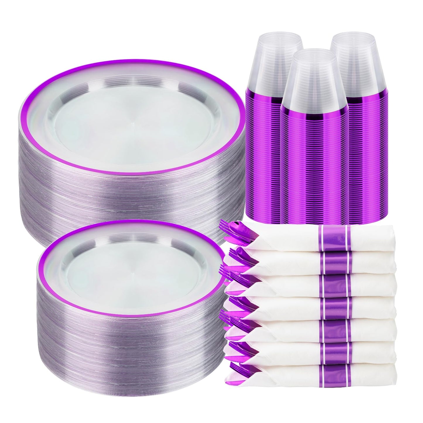 Durable Disposable Clear Plastic Dinnerware Set with Single-Rim Design