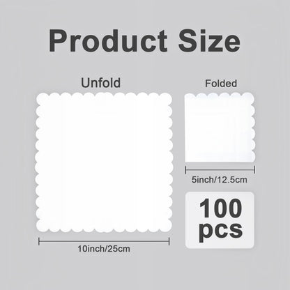 100-Pack 2-Ply 5 x 5 Inches Scalloped Disposable Napkins for Wedding, Birthday, Valentine's Day, and Baby Christening Party Decorations