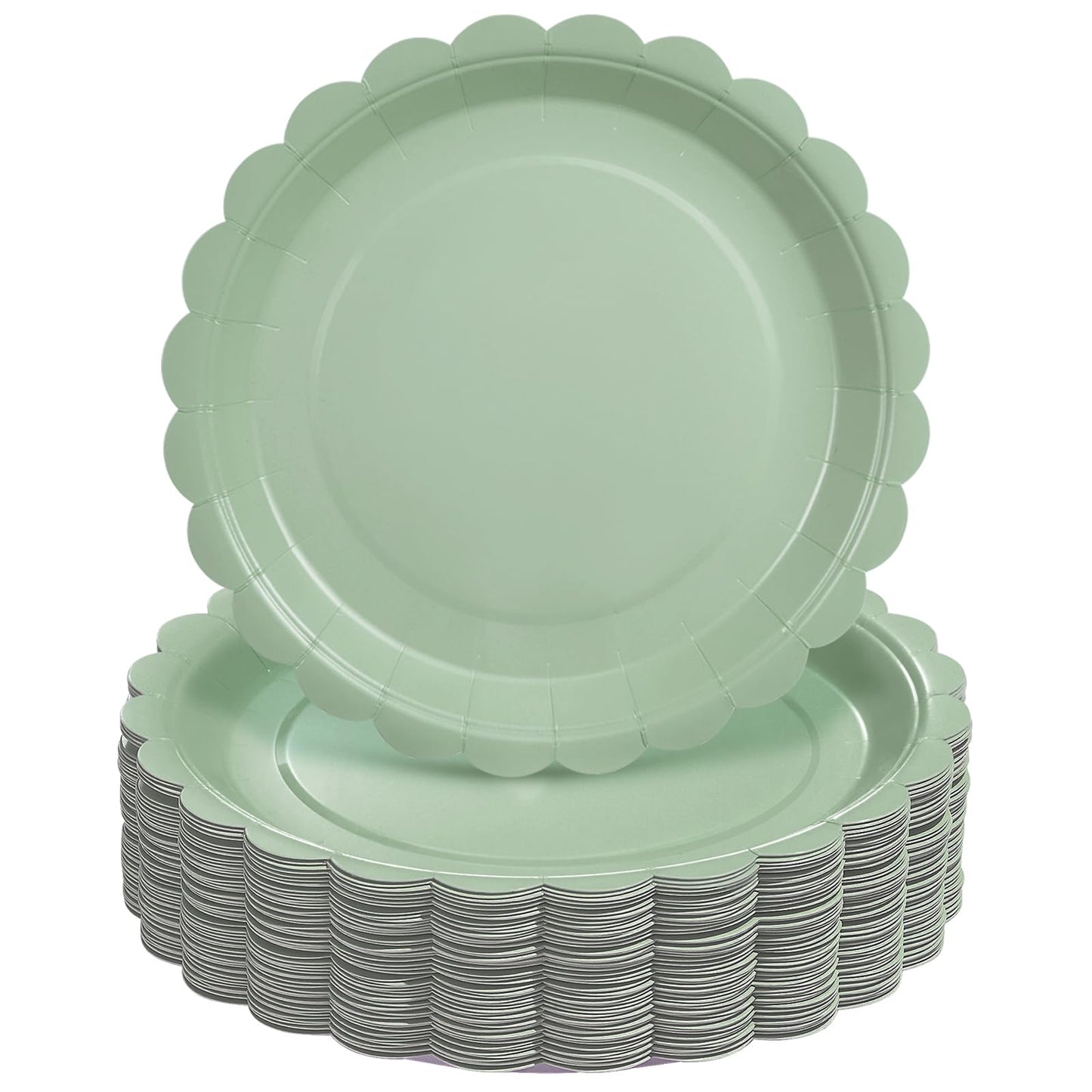 50 PCS 7 in Scalloped Disposable Dessert Plates for Wedding, Baby Shower, Birthday Party