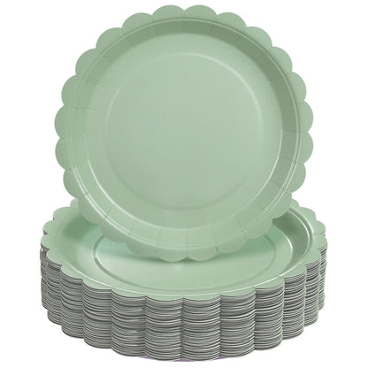 50 PCS 7 in Scalloped Disposable Dessert Plates for Wedding, Baby Shower, Birthday Party