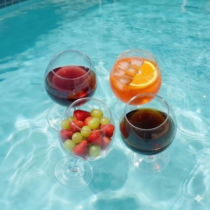 18oz Floating Pool Wine Glasses with Sunflower Lids