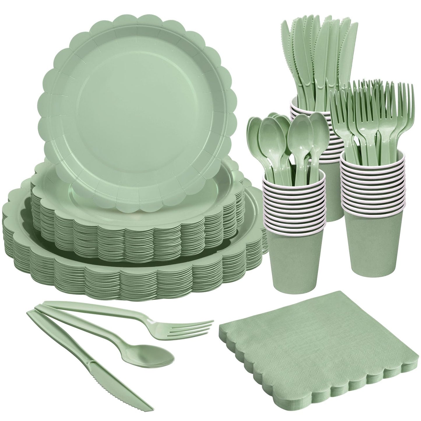 Fancy Disposable Paper Dinnerware Set for Birthday, Wedding, Bridal, and Baby Shower