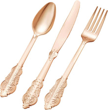 Goodluck Heavy Duty Rose Gold Disposable Plastic Utensil Sets Perfect for Wedding or Party