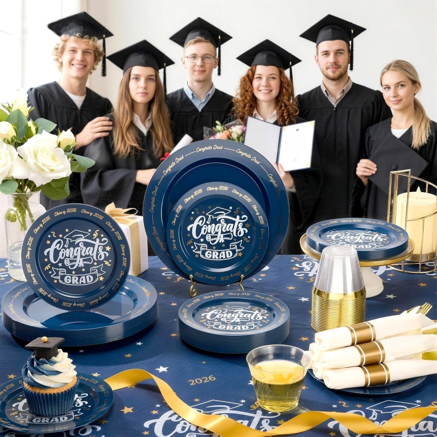 Elegant Parties Dinnerware Set with Pre-Rolled Napkins,Impress Your Guests