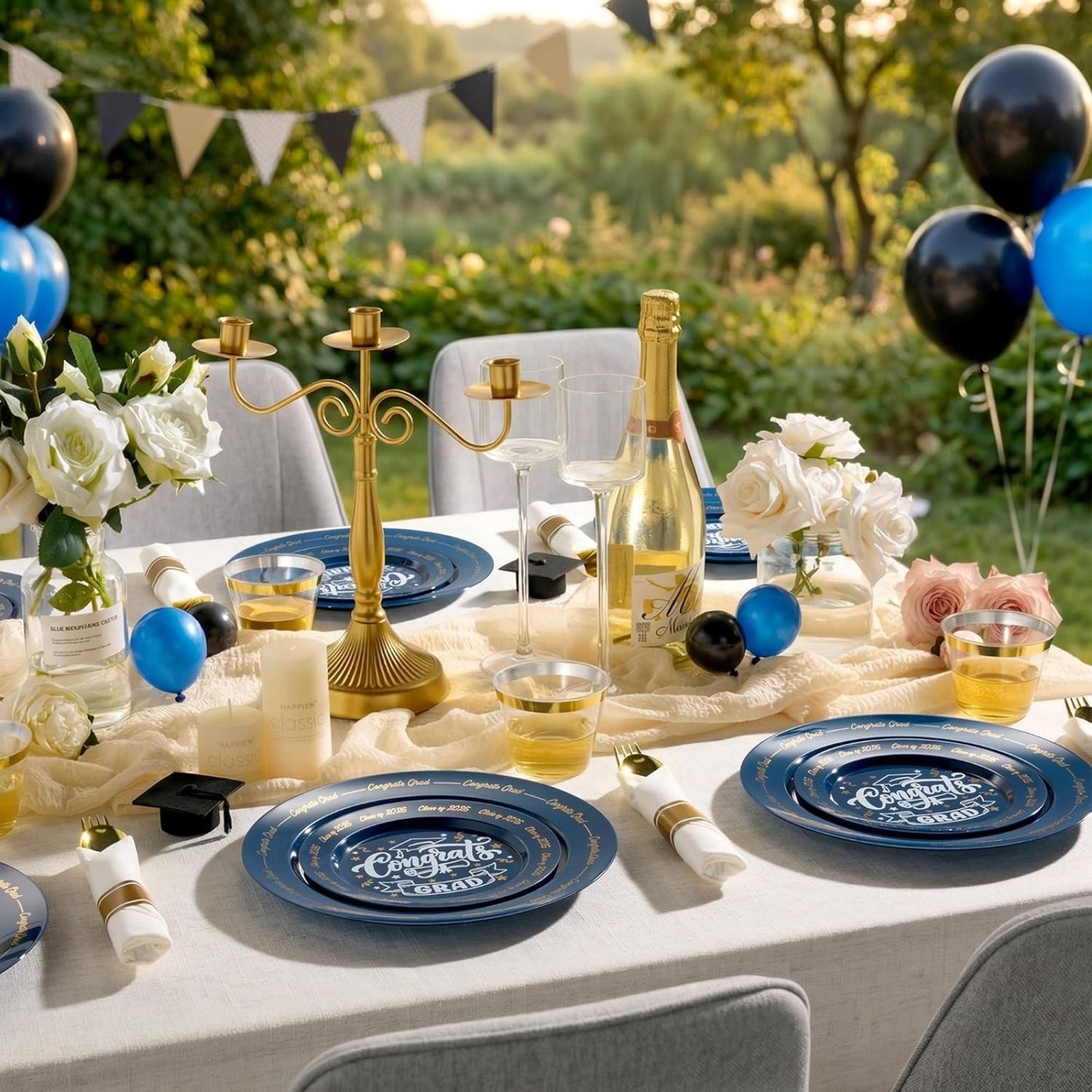 Elegant Parties Dinnerware Set with Pre-Rolled Napkins,Impress Your Guests