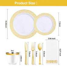 Goodluck Disposable Plastic Dinnerware Set with Gold Embossed Patterns