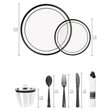 Goodluck Disposable Clear with Double Black Rim Plastic Dinnerware Sets for Party, Wedding, Graduation