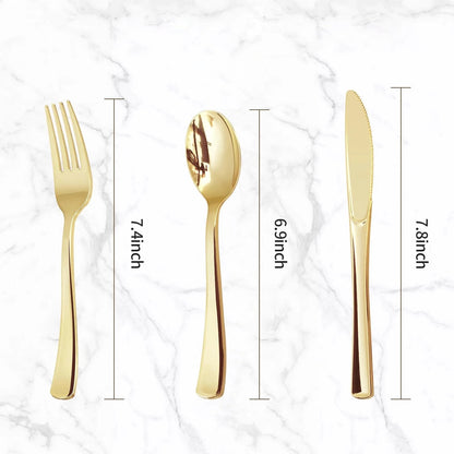 Goodluck Disposable Gold Dinnerware Set for Parties, Weddings, Catering and Daily Use