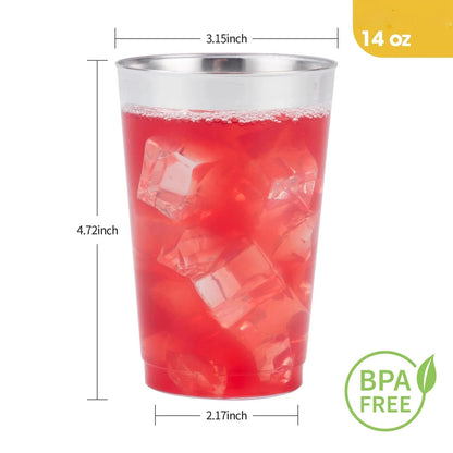 Goodluck Disposable 14oz Silver Plastic Cups for Party