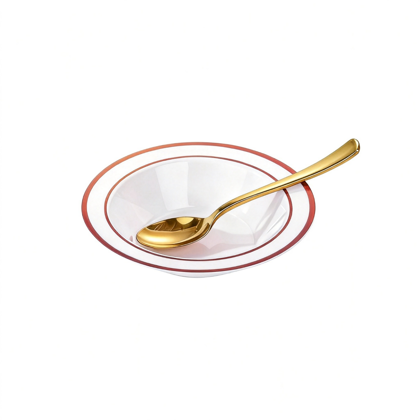 Durable and Sturdy 12-Ounce Disposable Bowls with Gold Spoon for ice cream, soup, fruit, and daily use