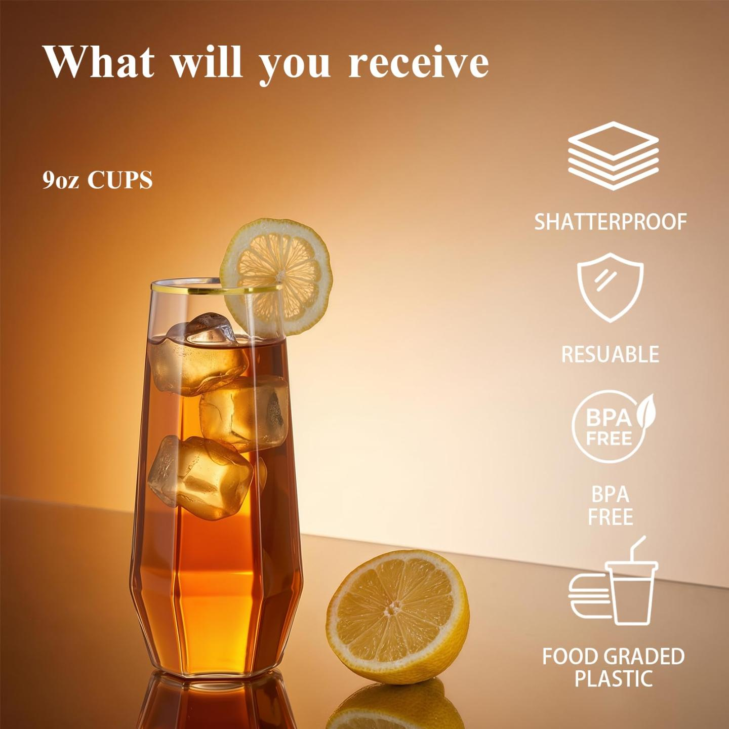 BPA-Free Shatterproof Plastic Wine Glasses Set for Weddings, Parties & Events