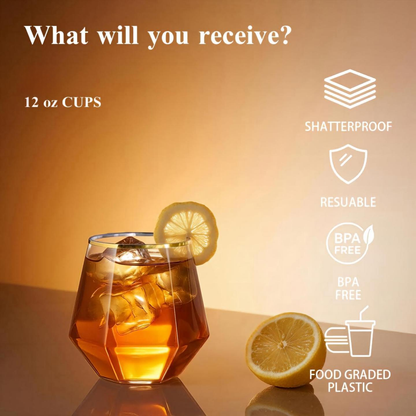 BPA-Free Shatterproof Plastic Wine Glasses Set for Weddings, Parties & Events