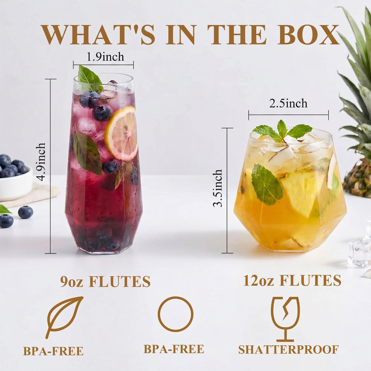 BPA-Free Shatterproof Plastic Wine Glasses Set for Weddings, Parties & Events