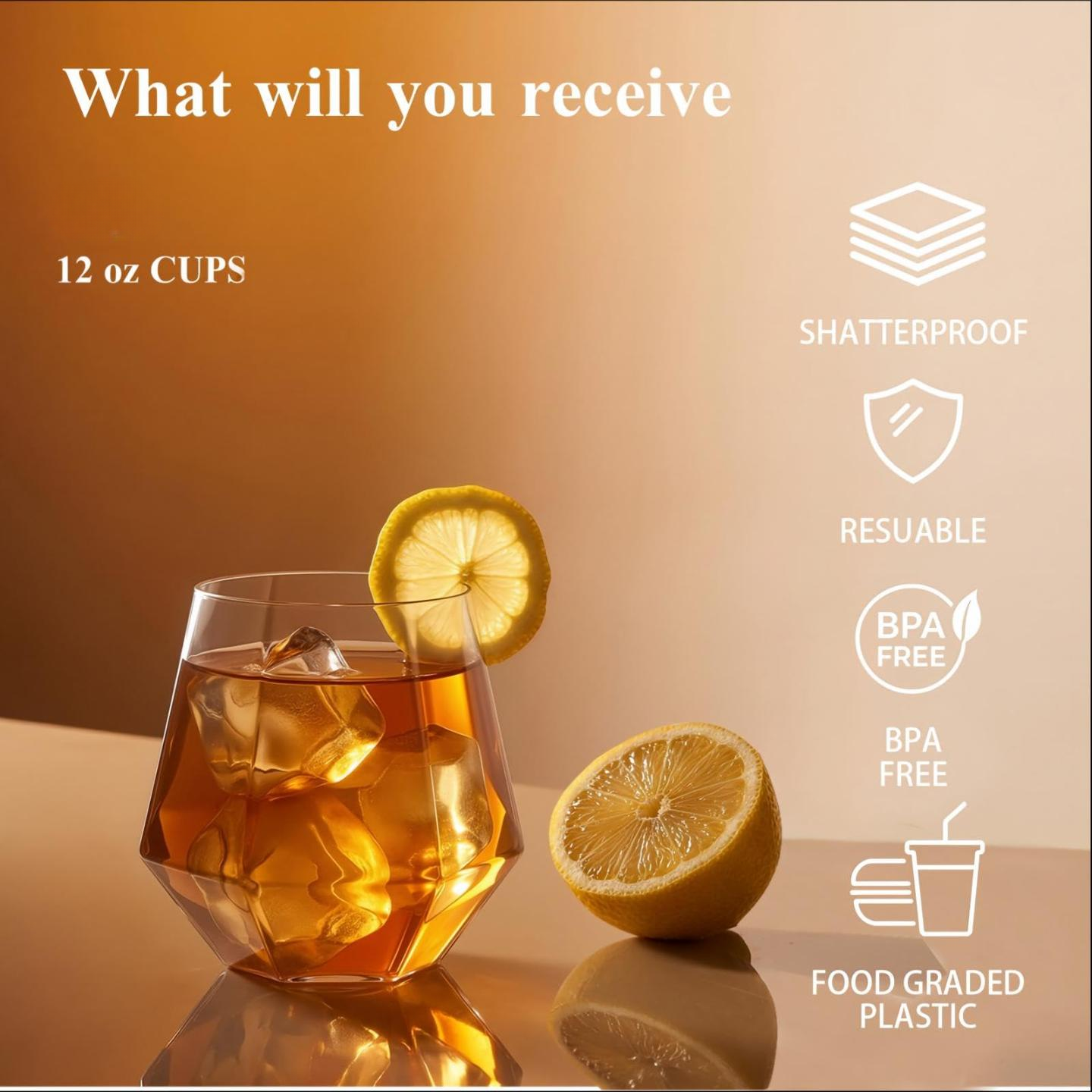 BPA-Free Shatterproof Plastic Wine Glasses Set for Weddings, Parties & Events