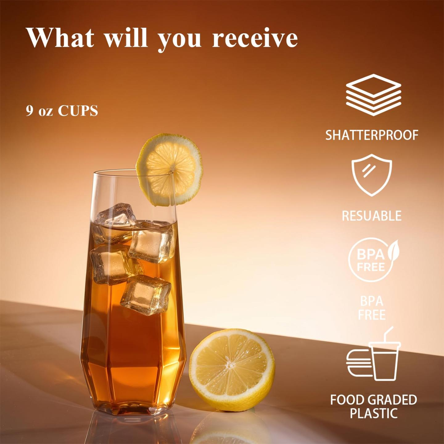 BPA-Free Shatterproof Plastic Wine Glasses Set for Weddings, Parties & Events