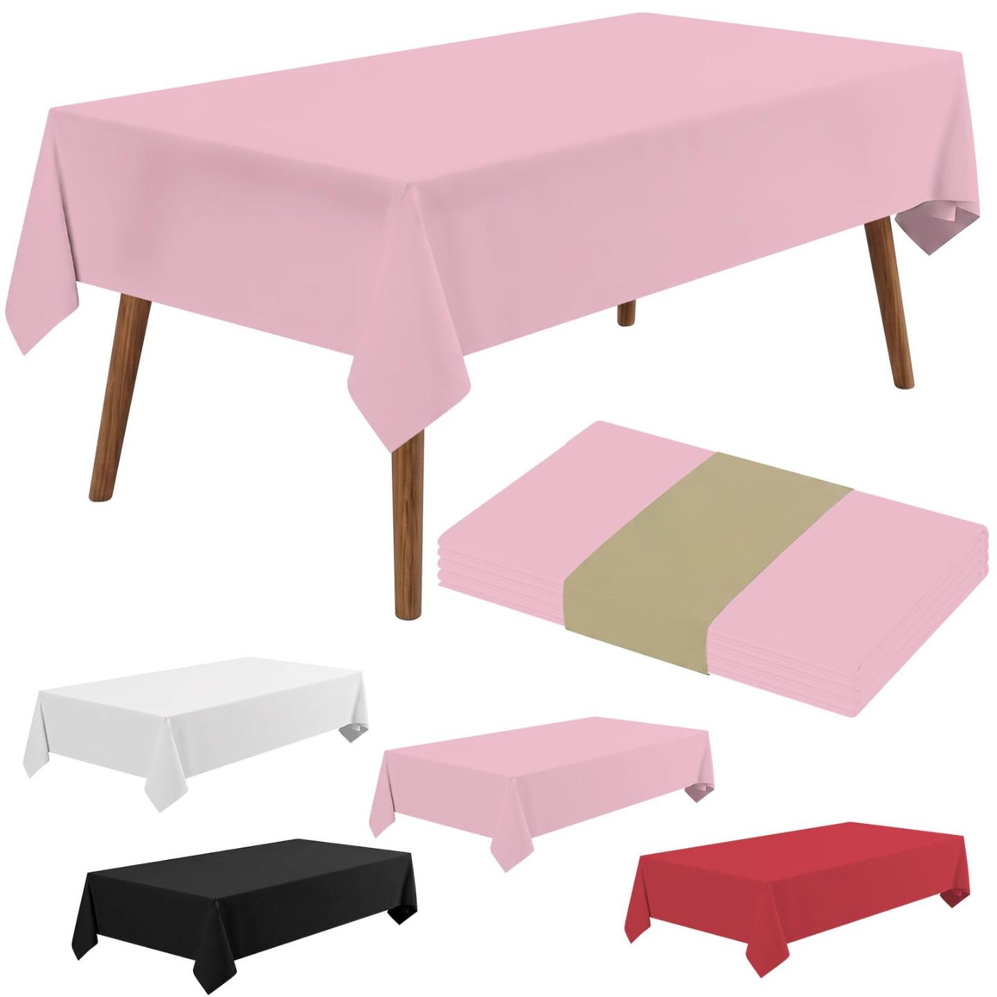 54 x 108 Inch Rectangle Disposable Plastic Tablecloth for Party, Picnic, and Barbecue