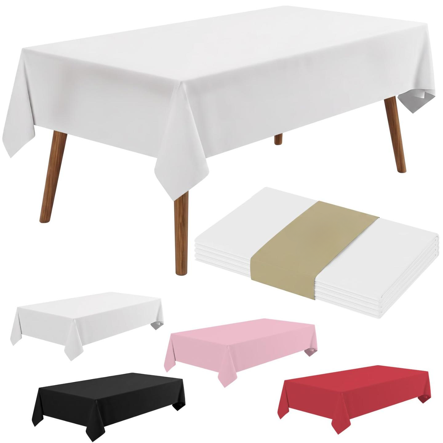 54 x 108 Inch Rectangle Disposable Plastic Tablecloth for Party, Picnic, and Barbecue