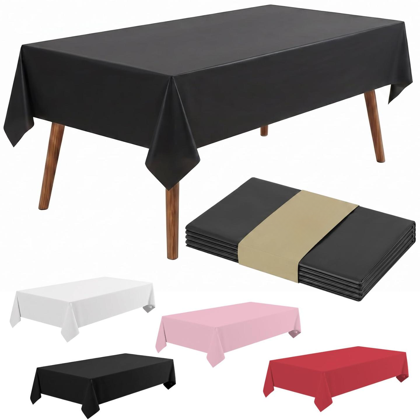 54 x 108 Inch Rectangle Disposable Plastic Tablecloth for Party, Picnic, and Barbecue