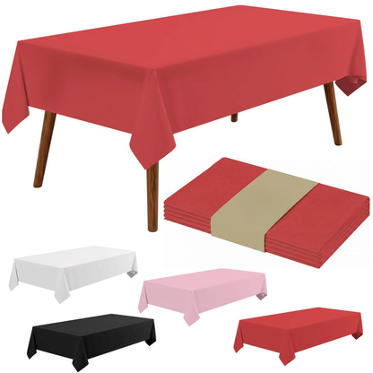 54 x 108 Inch Rectangle Disposable Plastic Tablecloth for Party, Picnic, and Barbecue