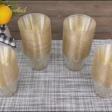 Goodluck 9 oz Disposable Gold Glitter Plastic Cups