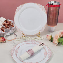 Goodluck 350PCS Disposable Rose Gold Plastic Dinnerware Sets for 50 Guests