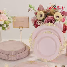 Goodluck Disposable Pink and Gold Plastic Dinnerware Set for 50 Guests