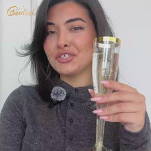 Goodluck 6.5 oz Disposable Plastic Glasses Gold Glitter Plastic Champagne Flutes for Wedding, Engagement, Party, Mimosa Bar