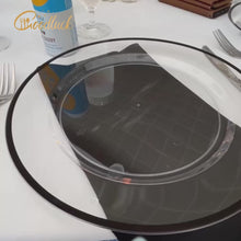 Goodluck 12 Inch Disposable Clear with Black Rim Plastic Charger Plates