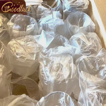 Goodluck 40 Pack 12 Oz Diamond Stemless Clear Plastic Wine for Whiskey or Cocktail