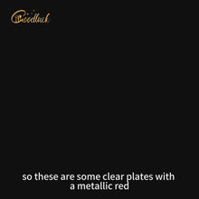 Goodluck 200PCS Disposable Clear with Red Rim Plastic Plates for Party, Christmas, Valentine's Day