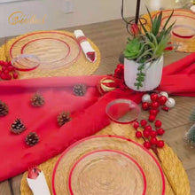 Goodluck Disposable Clear with Red Rim Plastic Dinnerware Set