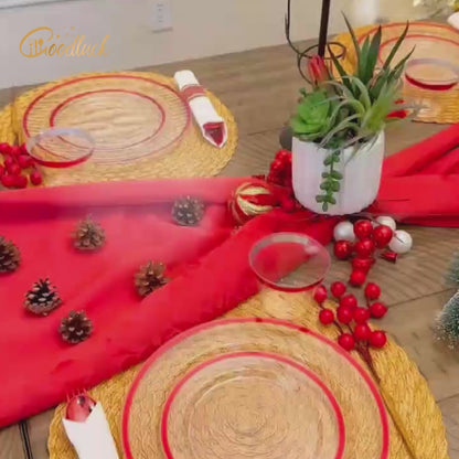 Goodluck Disposable Clear with Red Rim Plastic Dinnerware Set