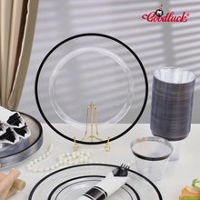 Goodluck Disposable Clear with Black Rim Plastic Dinnerware Set