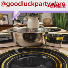 Goodluck 350PCS Disposable Black with Gold Rim Dinnerware Set for party 50 Guests