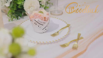 Goodluck 50 Pack Disposable Heavy Duty Gold Plastic Forks