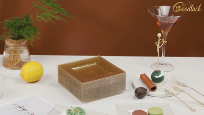 Goodluck 240PCS Square Gold Glitter Dessert Plates with Forks for 120 Guests