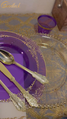 Goodluck Disposable Retro Clear Purple Dinnerware Sets